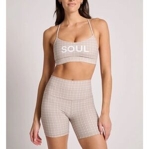Lululemon Soul Cycle Align shorts flow y bra set Glow Grid light ivory Multi